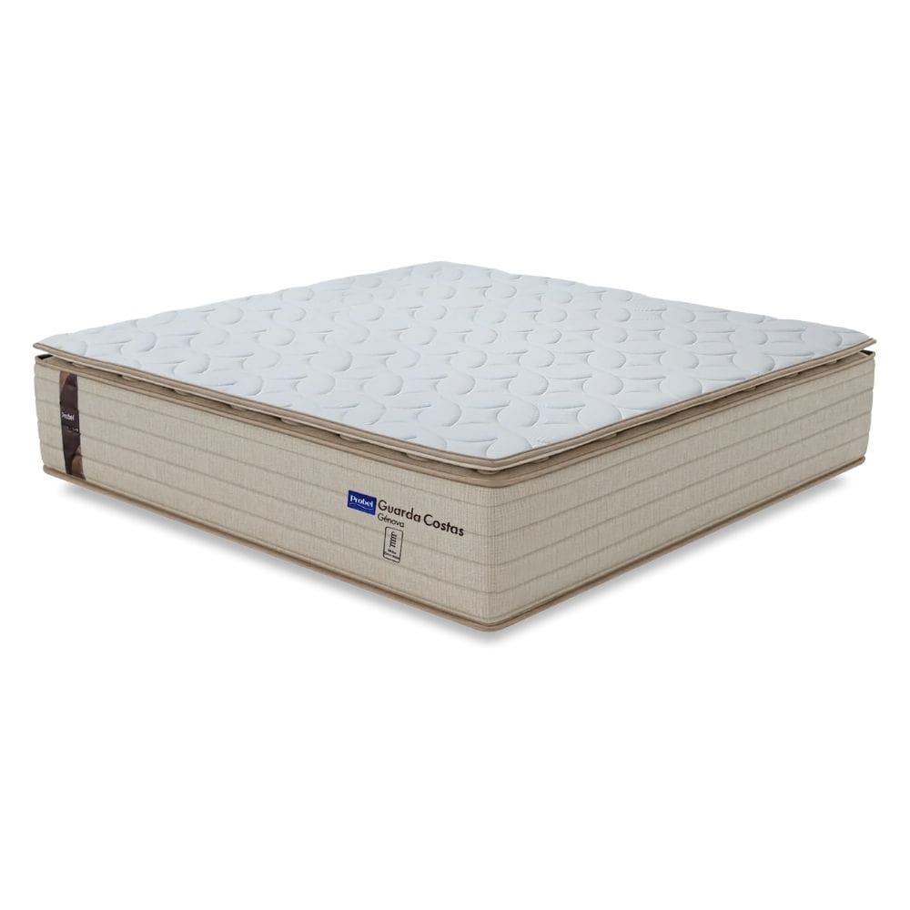 Colchão Casal Probel Molas Ensacadas Pillow Top 138x188x30cm Guarda Costas Genova Branco/Bege