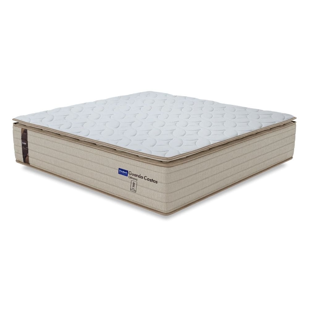 Colchão Queen Probel Molas Ensacadas Pillow Top 158x198x30cm Guarda Costas Genova Branco/Bege