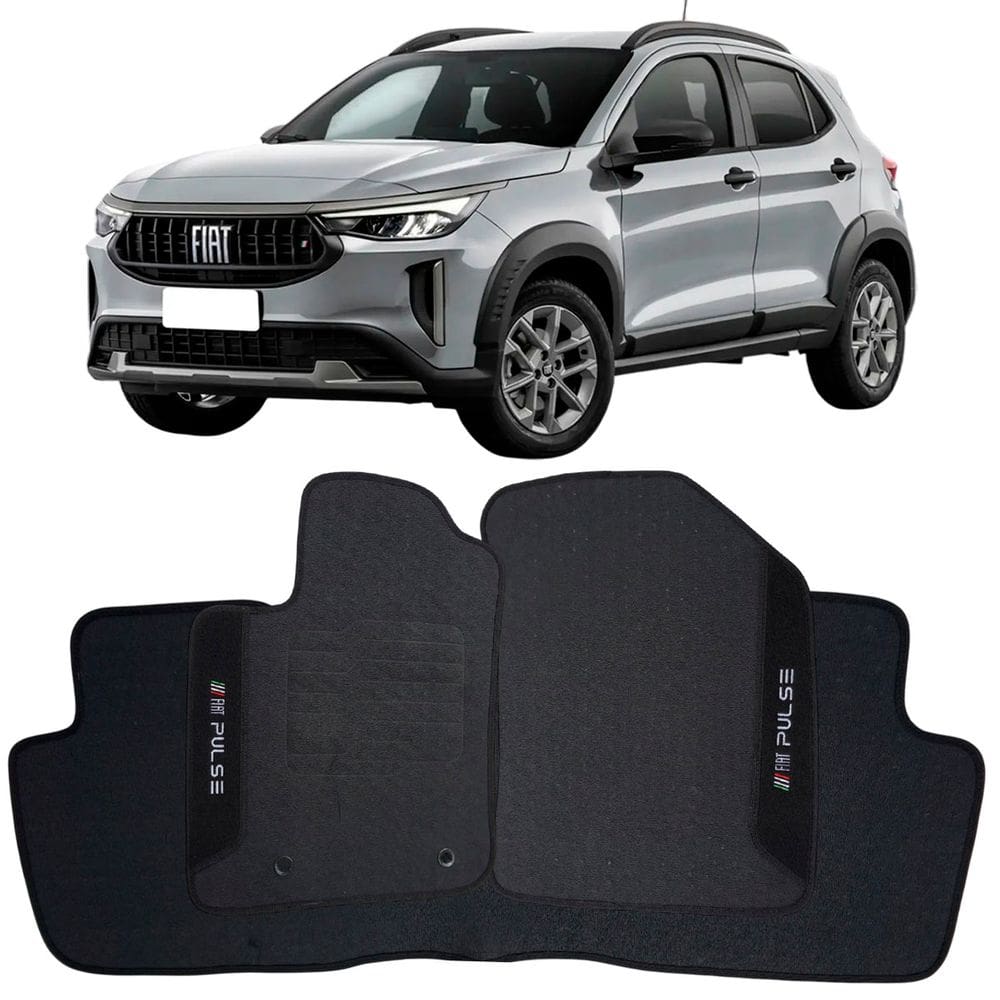 Tapete Borracha Pulse 2022 à 2025 Preto Pvc Logo Bordado Jogo 3 Peças Ecotap W8441 Automotivo Wave