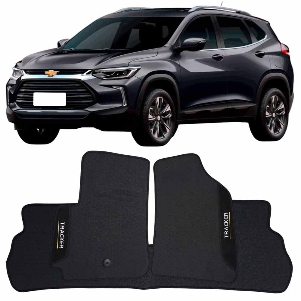 Tapete Borracha Tracker 2020 à 2025 Preto Pvc Logo Bordado Jogo 3 Peças Ecotap W7653 Automotivo Wave