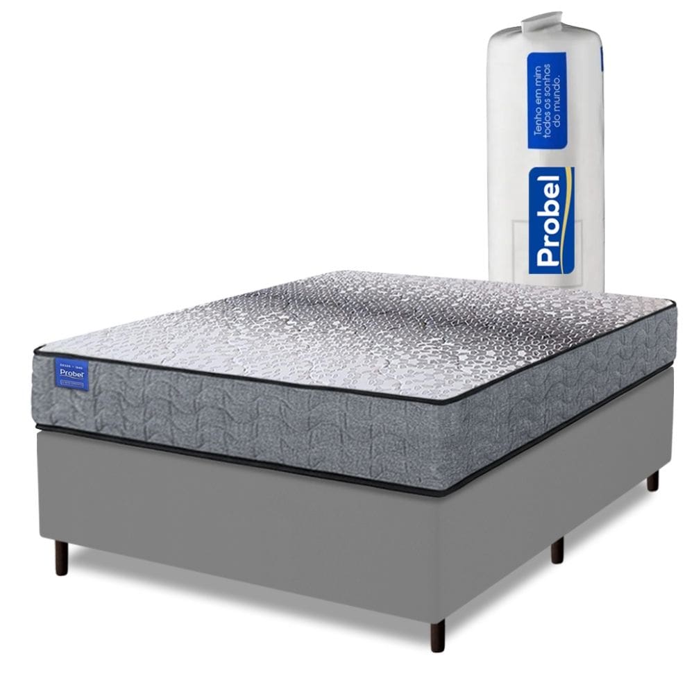 Cama Box Casal Probel Molas Ensacadas 138x188x64 Day Springs a Vácuo Branco/Cinza