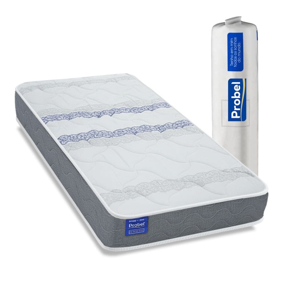 Colchão Solteiro Probel Espuma D33 88x188x14 Night Day a Vácuo Branco/Cinza