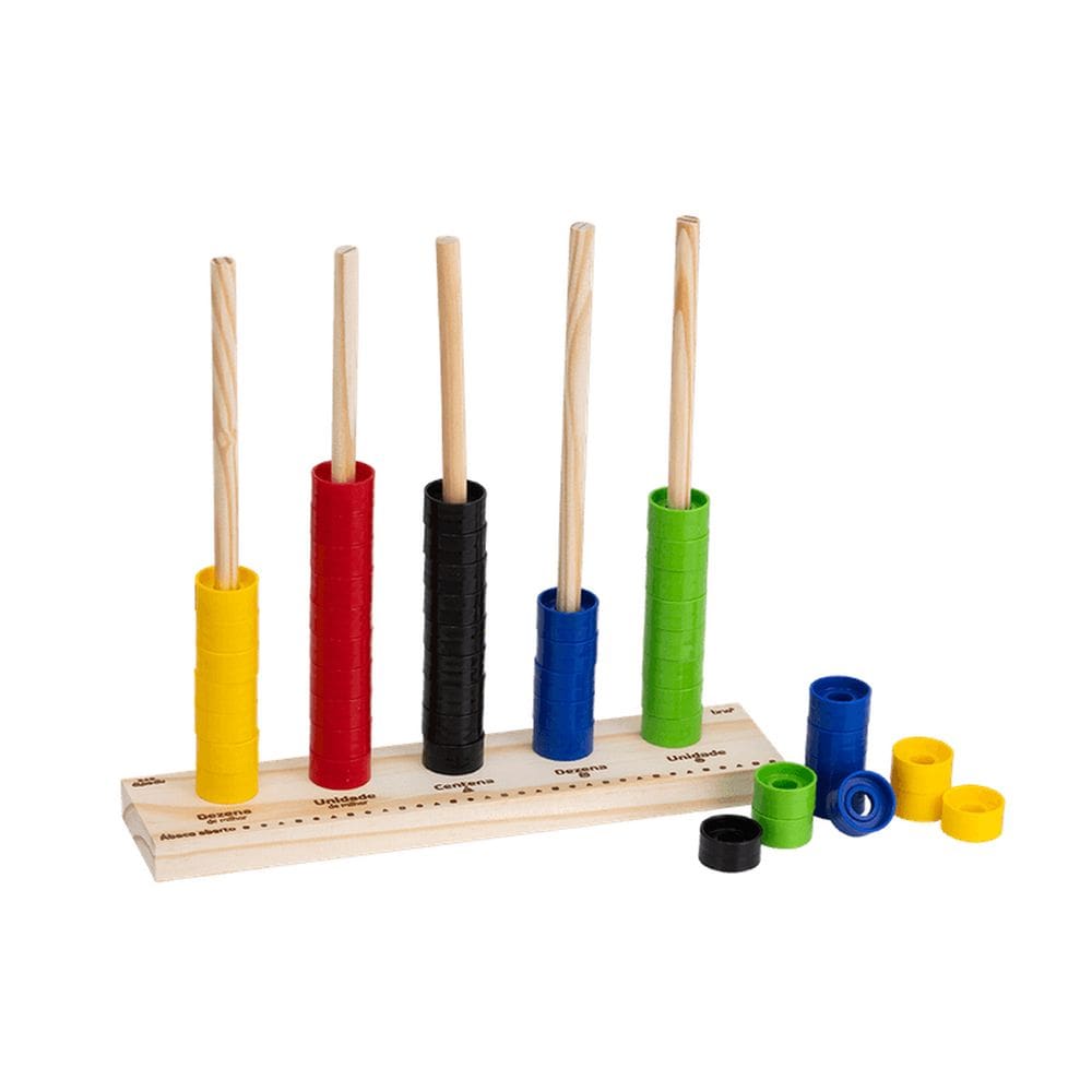 Ábaco Infantil Aberto Com 5 Colunas Em Madeira Dipedu - Brw 0000