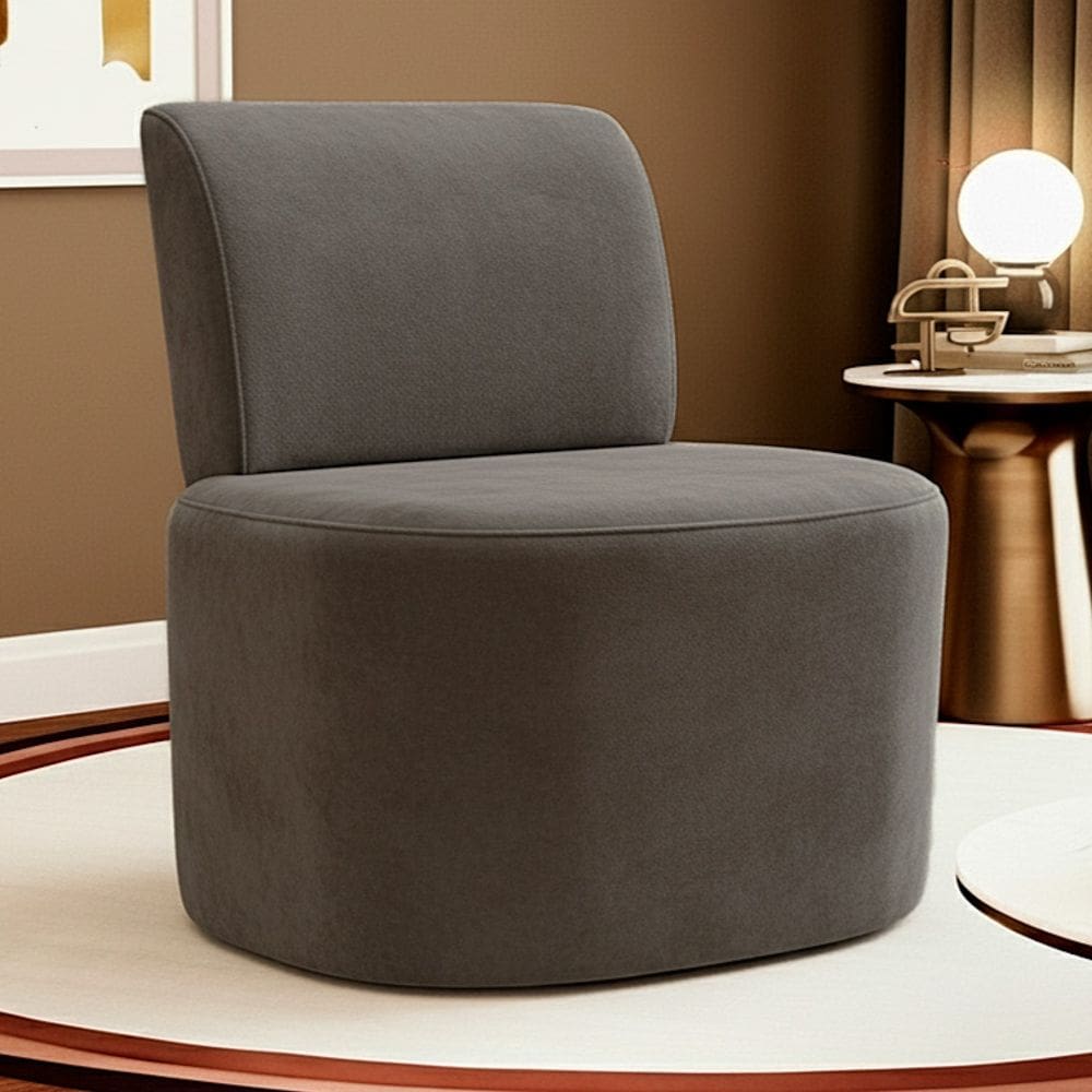 Poltrona Decorativa Orgânica Sala de Estar Kaori Veludo Cinza - Desk Design