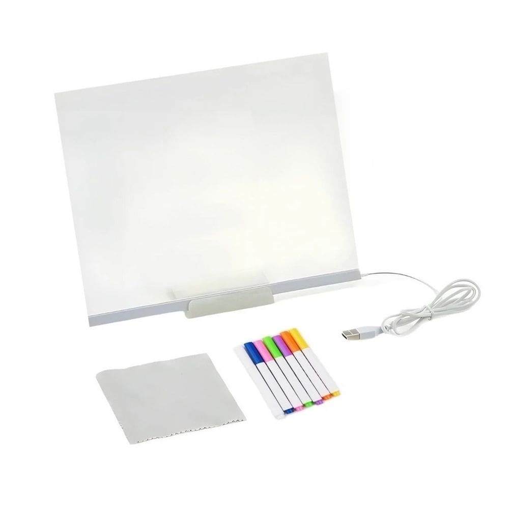 Quadro Luminoso Led para Anotações 7 Canetas Quadro de Mesa