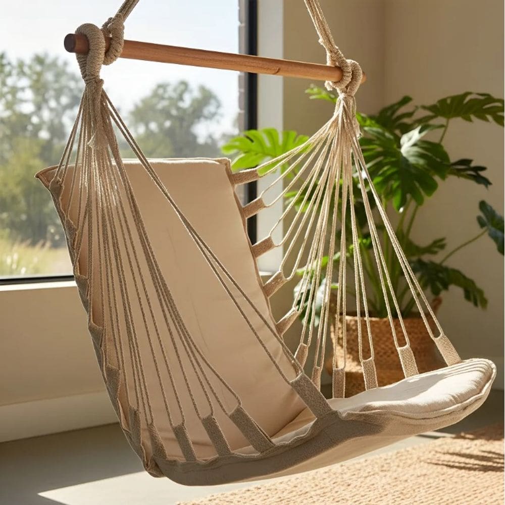 Cadeira de Balanço Acolchoada Suspensa Rede de Teto