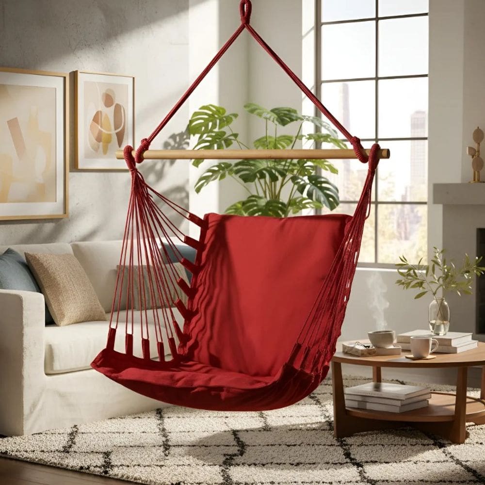 Cadeira de Balanço Acolchoada Suspensa Rede de Teto