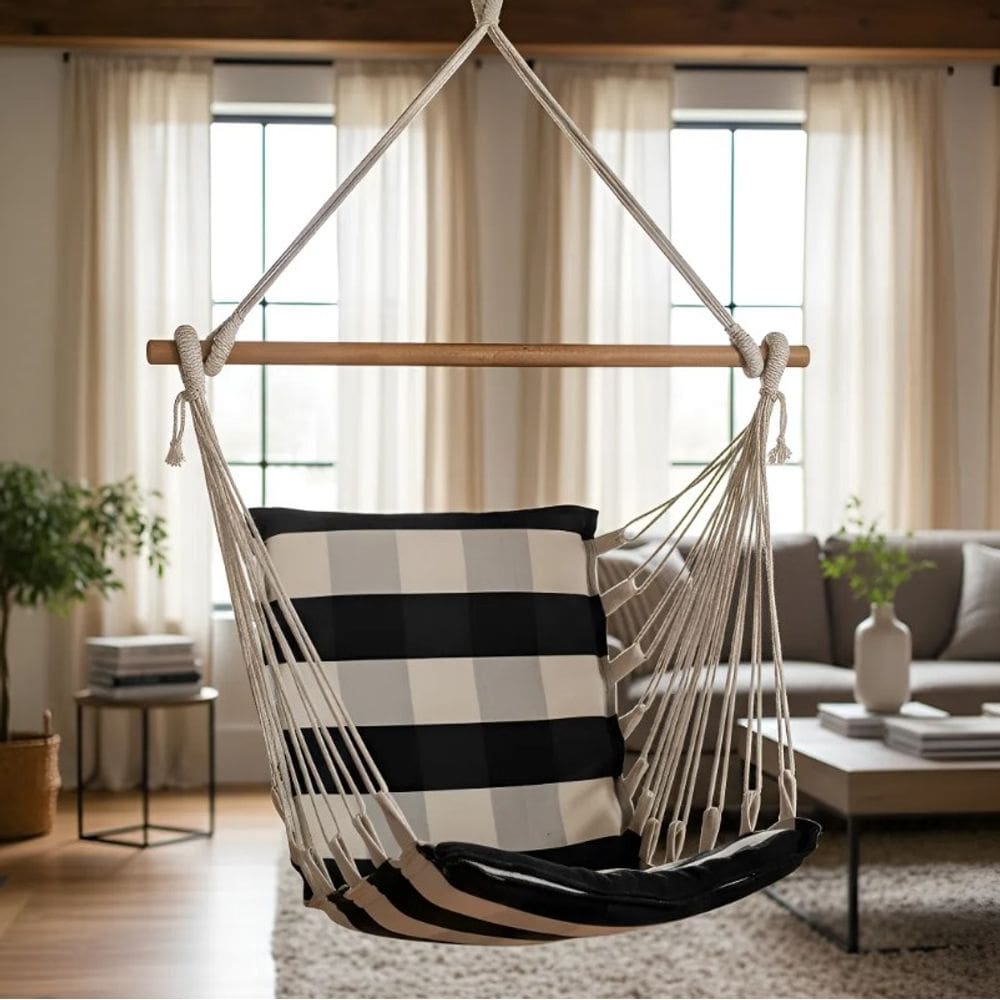 Cadeira de Balanço Acolchoada Suspensa Rede de Teto