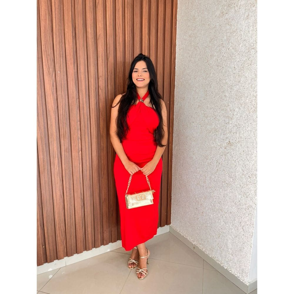 Vestido Longo Frente Unica Detalhe Boho Chique Crisconf