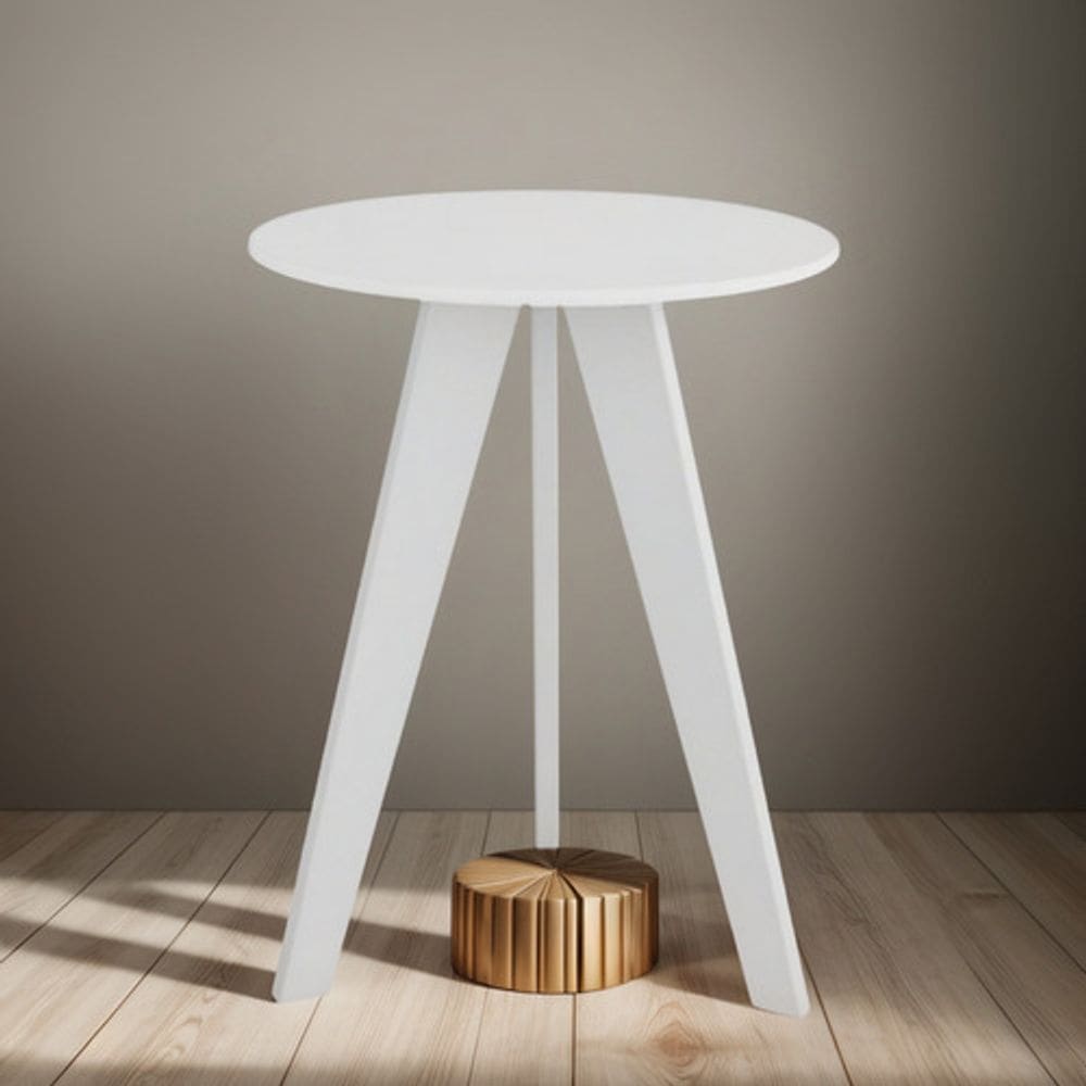 Mesinha Lateral  Retrô Peroba Branco Com Brilho Em 100%  Mdf Branco Brilho