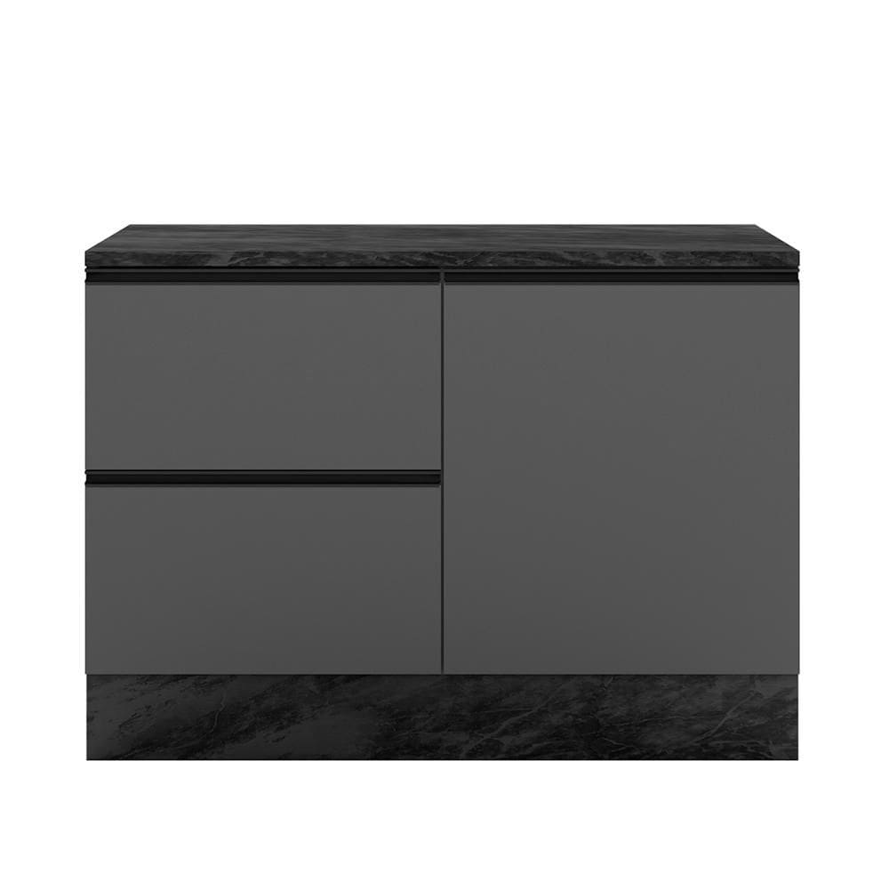 Balcão Etna com Tampo 120 cm 1 Porta e 3 Gavetas com Rodapé