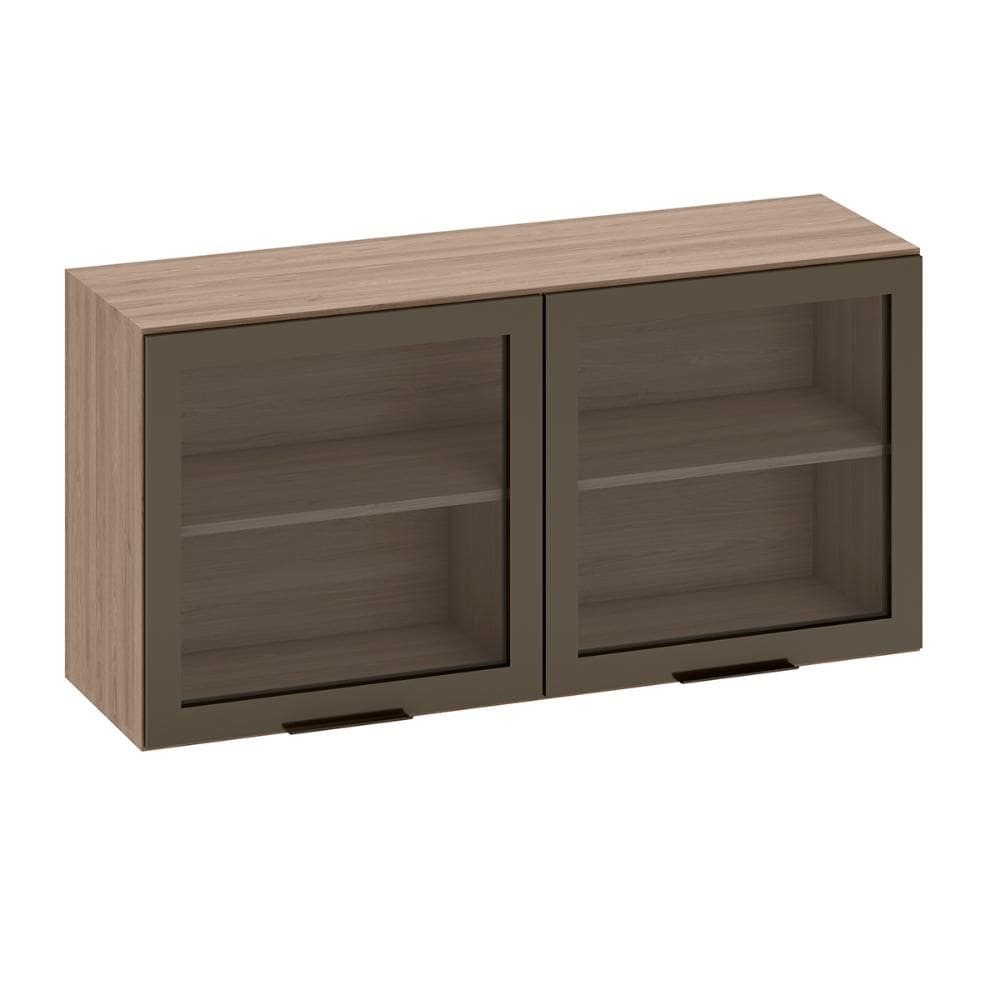 Armario Cozinha Aereo Etna 120 cm com 2 Portas de Vidro Fumê