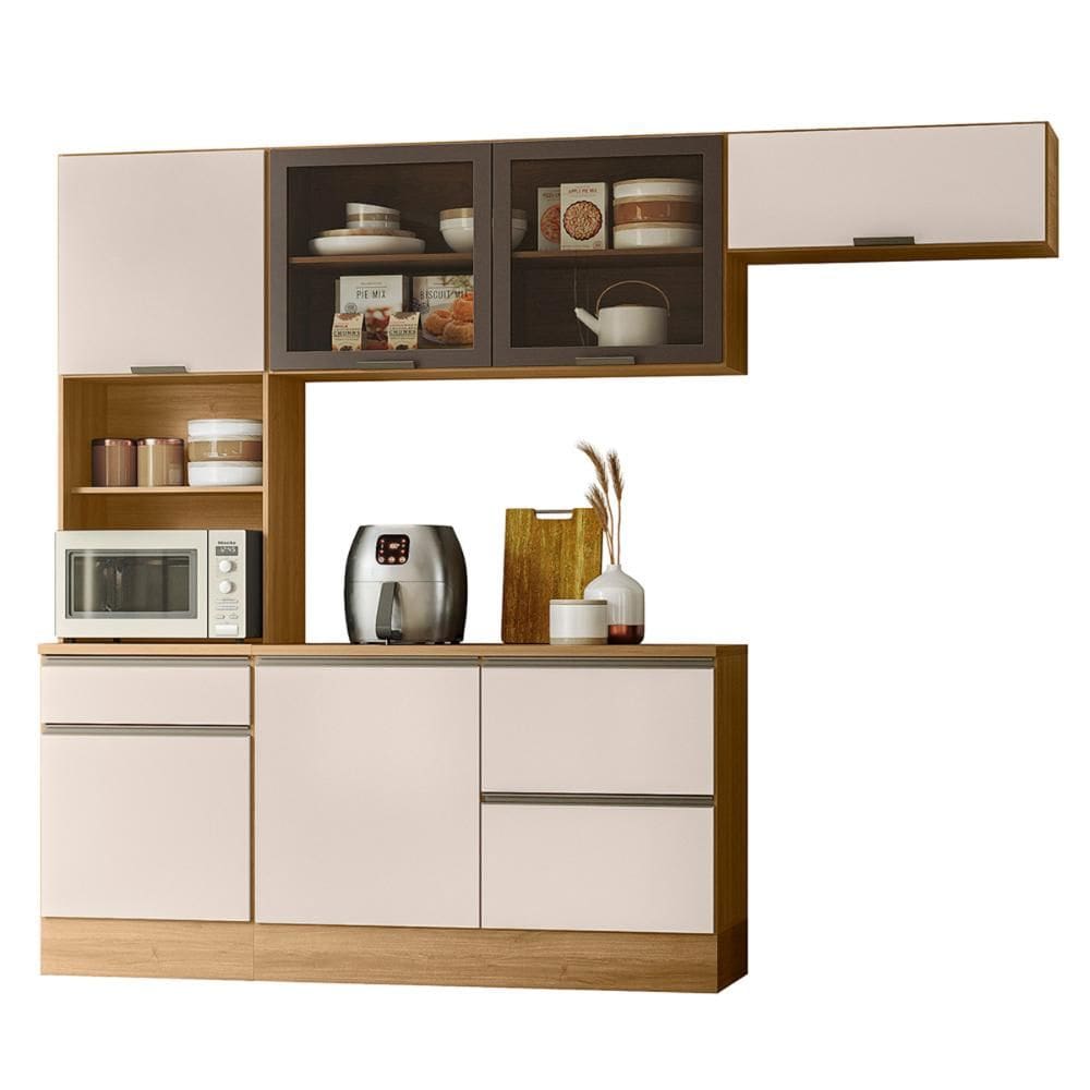 Armario de Cozinha Etna com 6 Portas 4 Gavetas e Rodapé