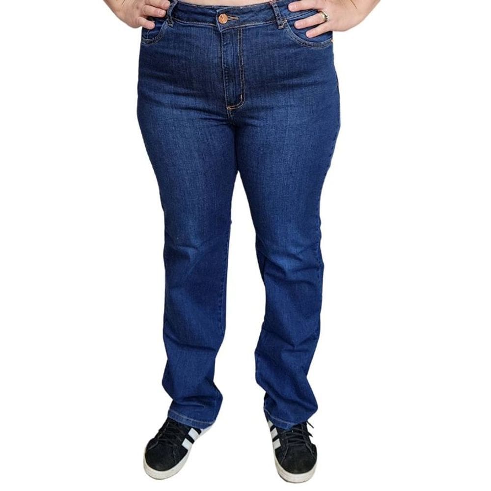 Calça Feminina Shyros Jeans Plus Size Azul Escuro