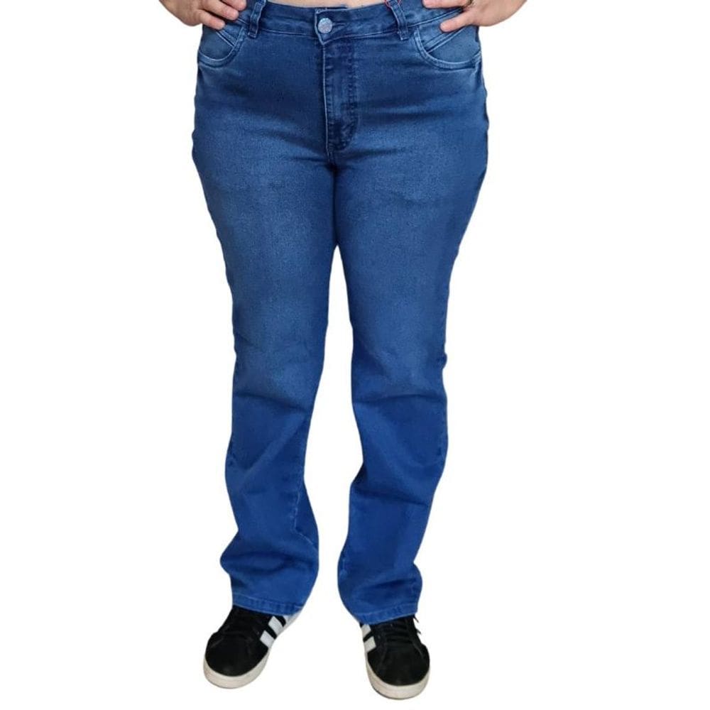 Calça Feminina Jeans Shyros Tradicional Plus Size Azul