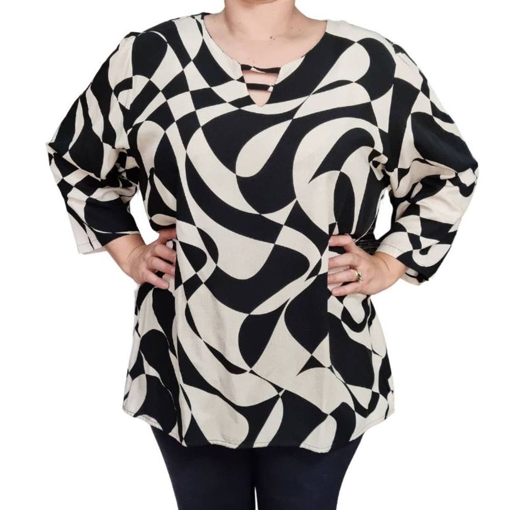 Blusa Feminina Manga 3/4 Rodher Viscose Plus Size