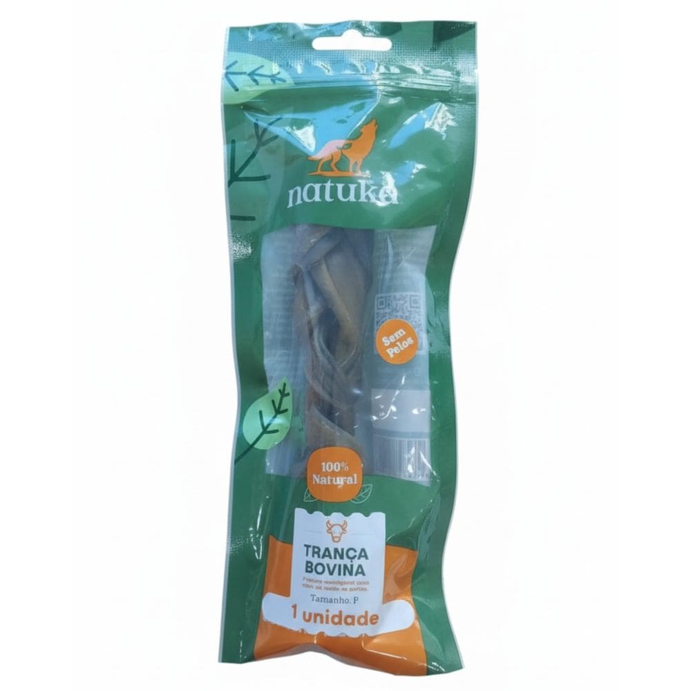 Mordedor Mastigável Natuka Pele de Boi Trançada Sem Pelos Para Cães Pequeno