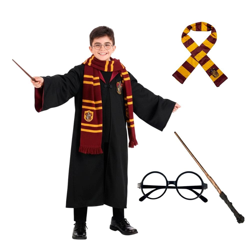Fantasia Harry Potter Infantil Completa Cosplay Bruxo Grifinoria Uniforme Escola Hogwarts Feitiçaria Halloween Carnaval