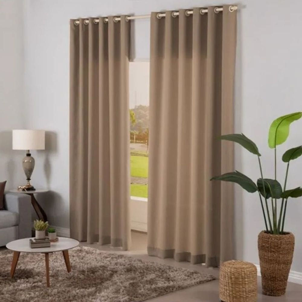 Cortina Rústica 2,70m x 3,84m Linha Campestre Seven Têxtil - Castor