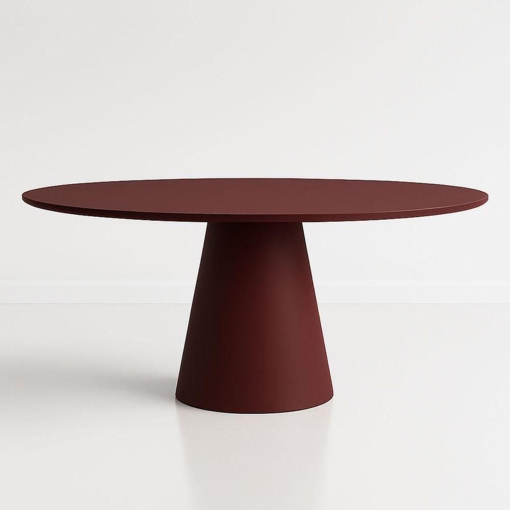 Mesa De Jantar Cone Oval 198x122 Cm Laca Vinho Marsala