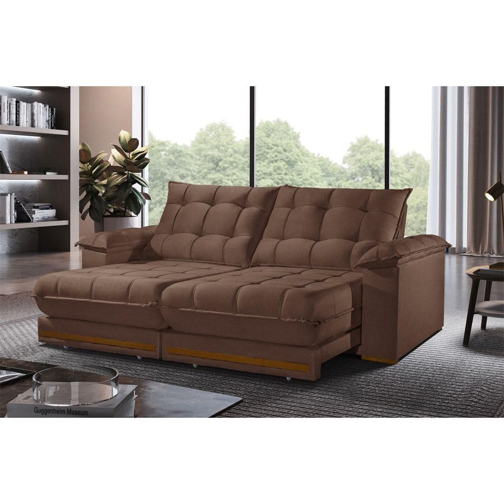 Sofá Retrátil Barcelona 1,80m 2 Lugares Molas Ensacadas Txr Cobre