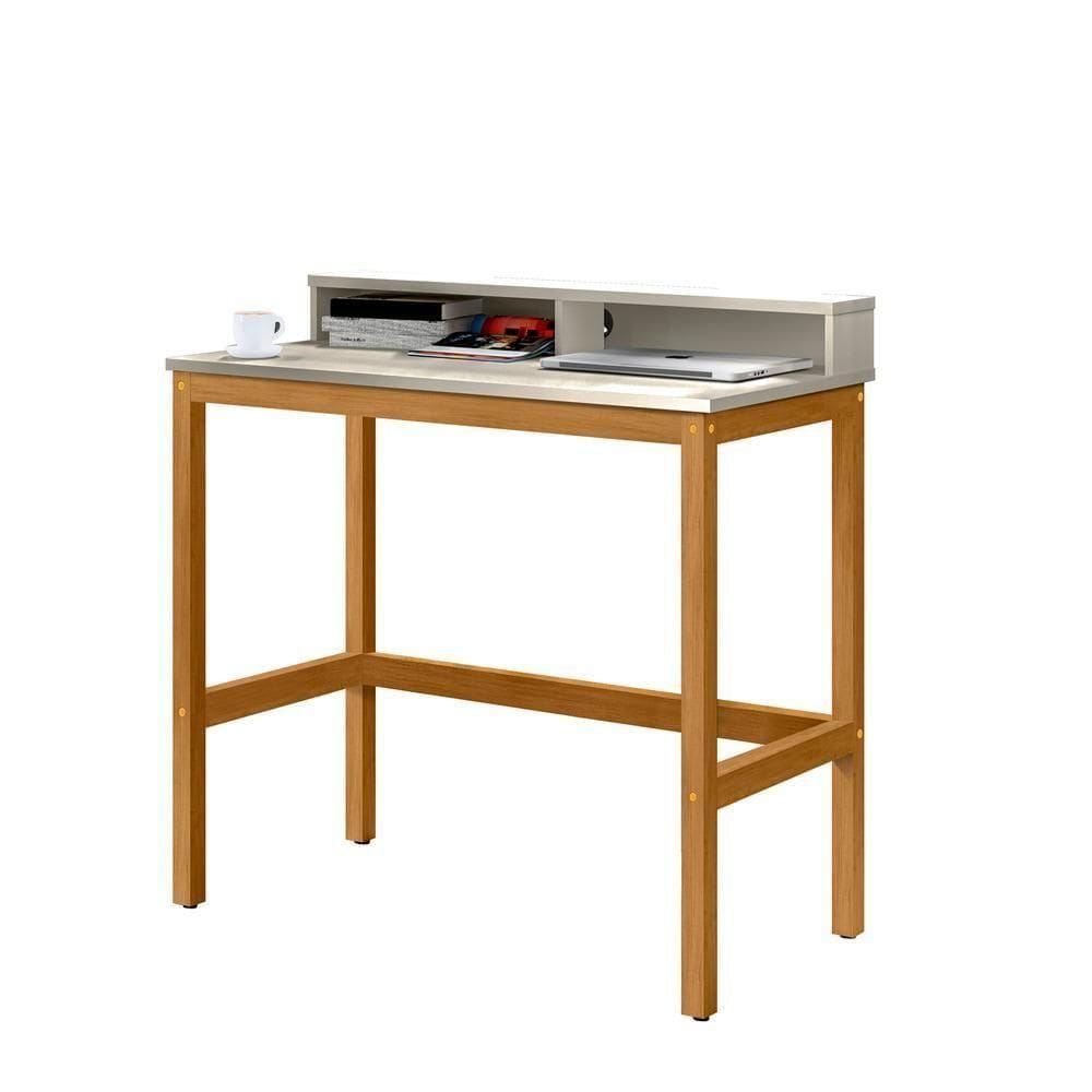 Escrivaninha 2 Nicho Em Mdf Califórnia Off White E Nature 110cm