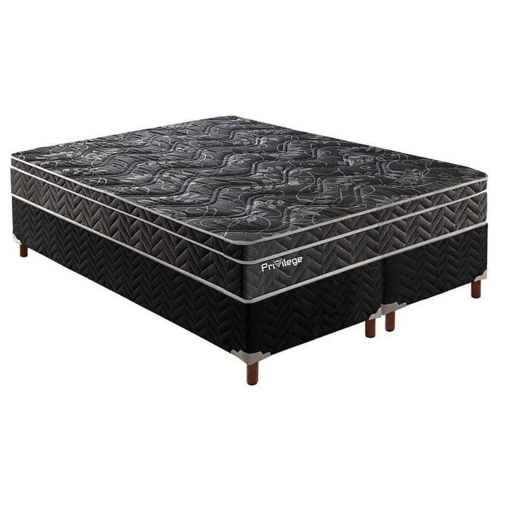Cama Box Queen: Colchão Molas Ensacadas Paropas Privilege + Base Crc Suede Black (158x198)