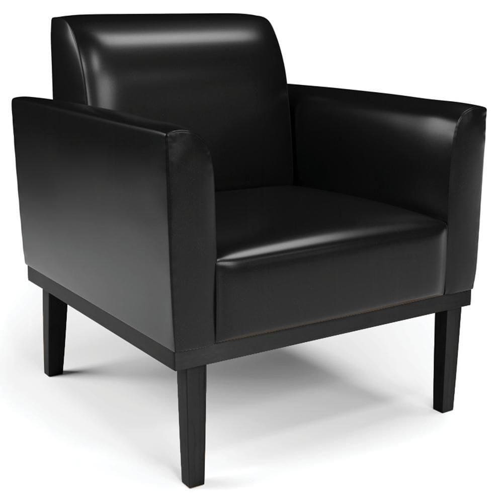 Poltrona Decorativa Base Madeira Preto Maressa Sintético Pu Preto- Ibiza