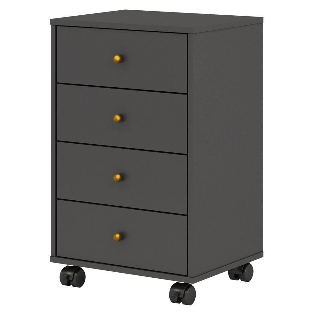 Mesa De Cabeceira 4 Gavetas Presence D02 Grafito - Mpozenato