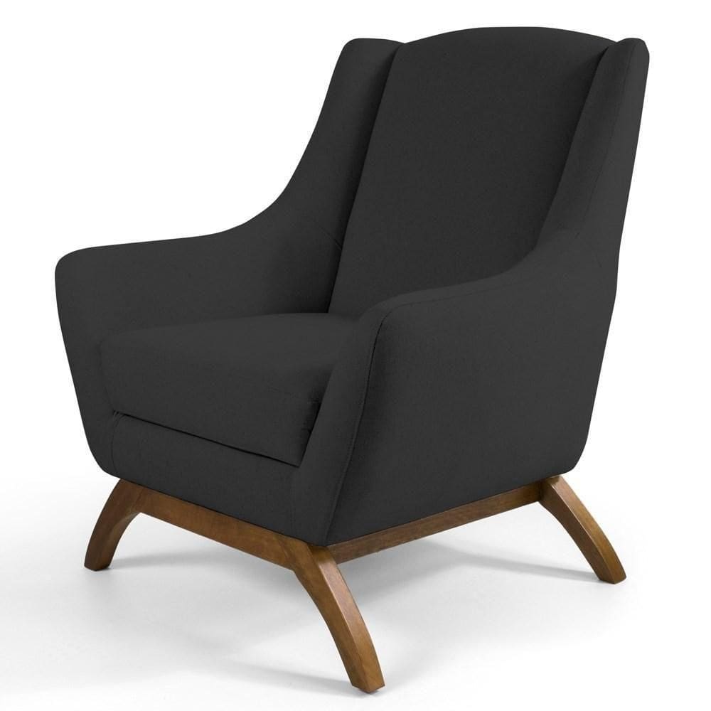 Poltrona Decorativa Base Manu Madeira Juliet Linho D-465 - Domi