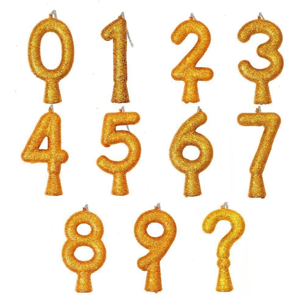 Vela De Aniversário Puro Glitter Dourada Modelo 7