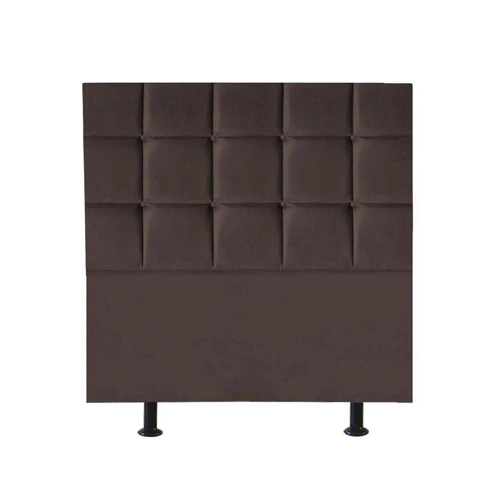 Cabeceira Estofada Cama Box Solteiro 100cm Espanha Suede Marrom- Mabe Magazine