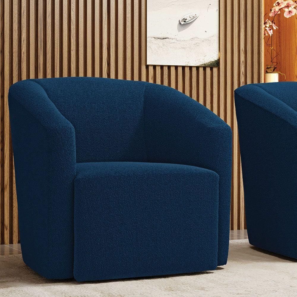 Poltrona Sala De Estar Base Giratória Stella Max Bouclê D03 - D`rossi Azul