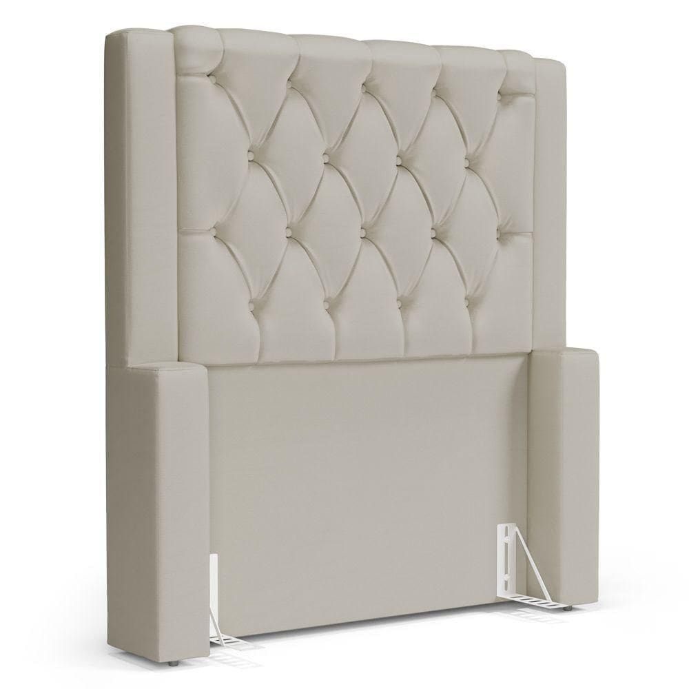 Cabeceira Atena Para Cama Box Solteiro 90cm Capitonê Com Frame Sintético Bege - Abmaza