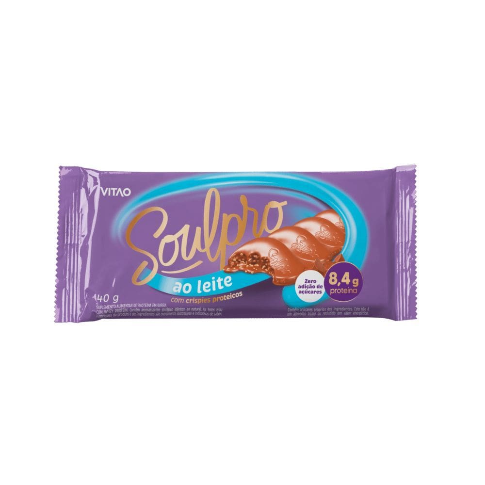 Chocolate Vitao Soulpro com Crispies Proteicos 8,4g de Proteína ao Leite 40g