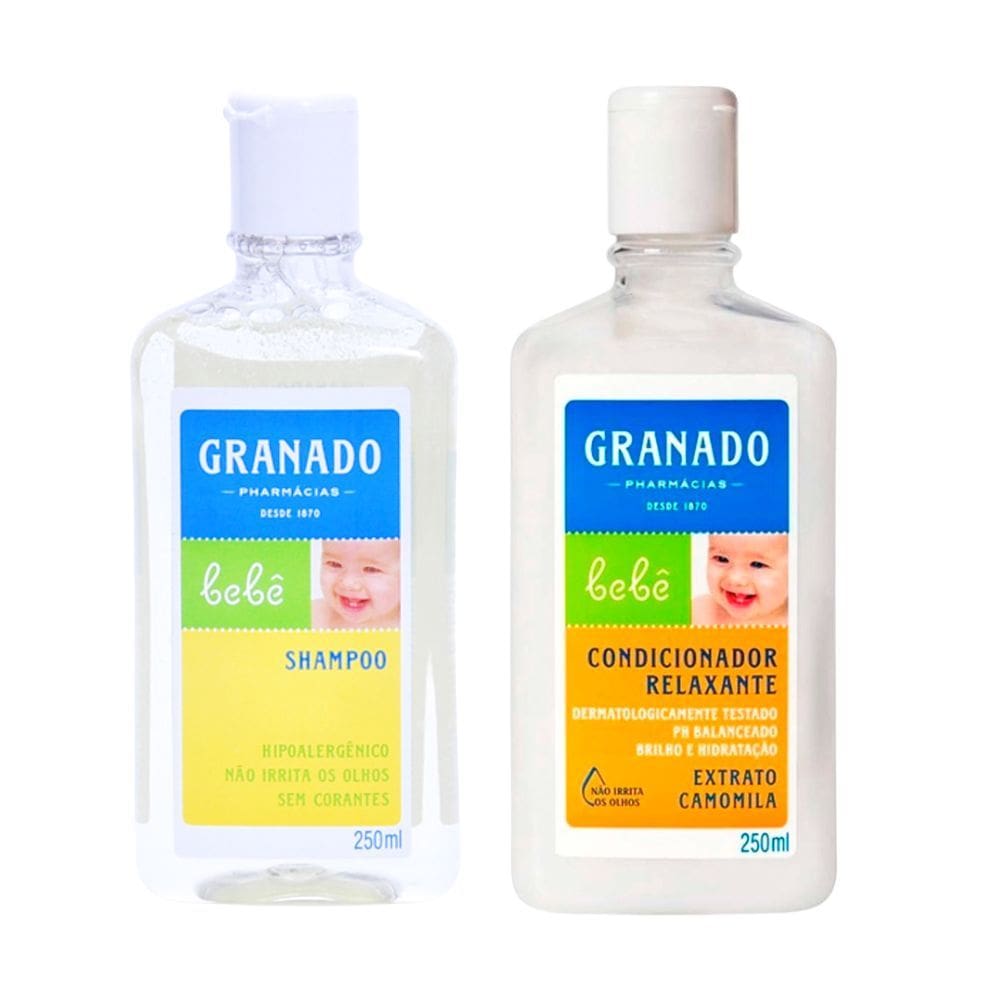 Kit Shampoo Infantil Granado Bebê Tradicional 250ml e Condicionador Relaxante Granado Bebê Camomila 250ml