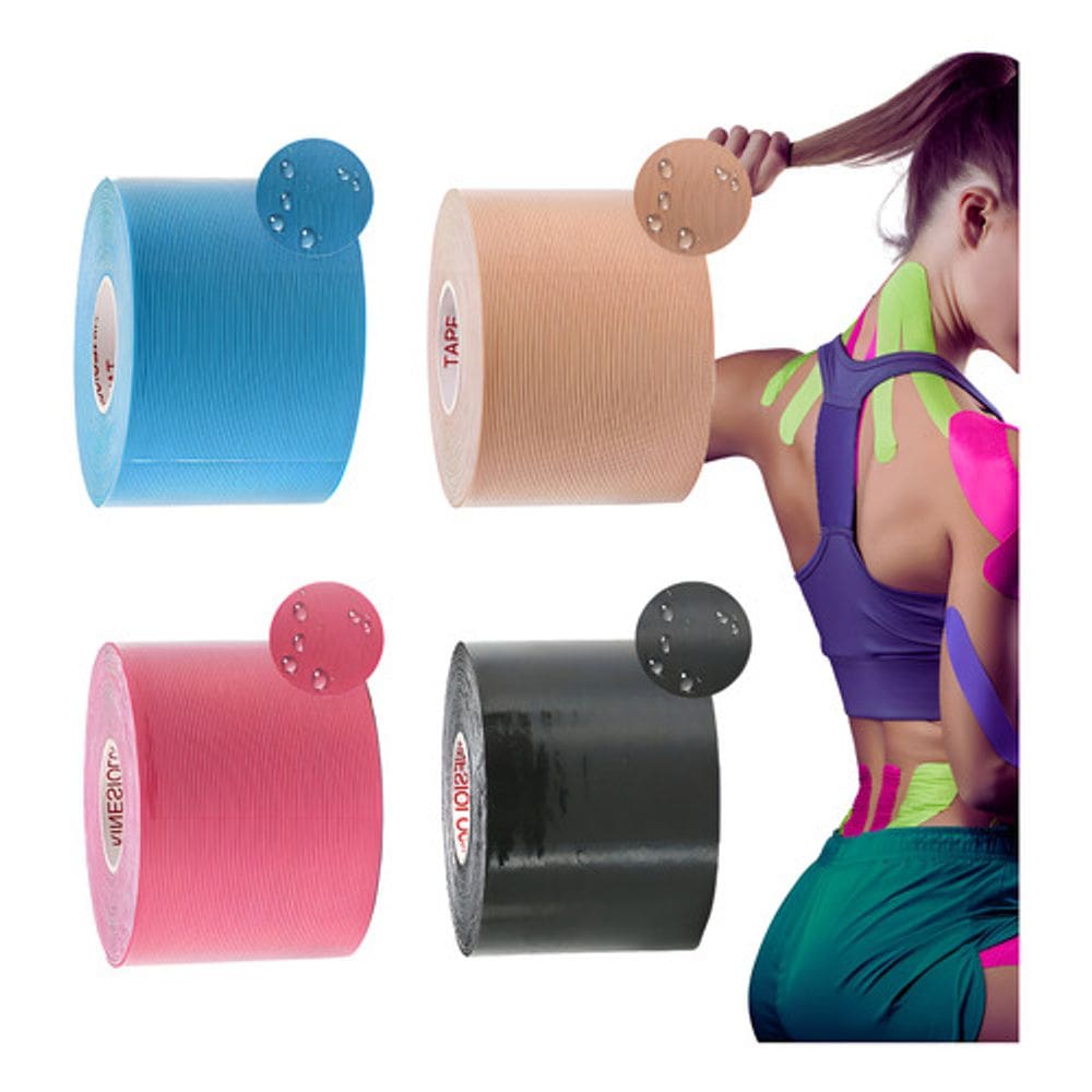 Kit 2 Fita Bandagem Elástica Fisioterapia Taping Muscular Tape Musculação Exercícios Esporte Joelho Coluna Vertebral Omb