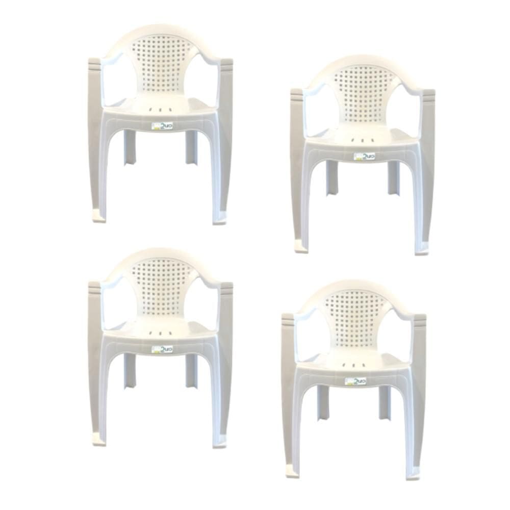 Kit 4 Cadeiras Plasticas Com Braço Viviane Branca 156Kg - Duoplast