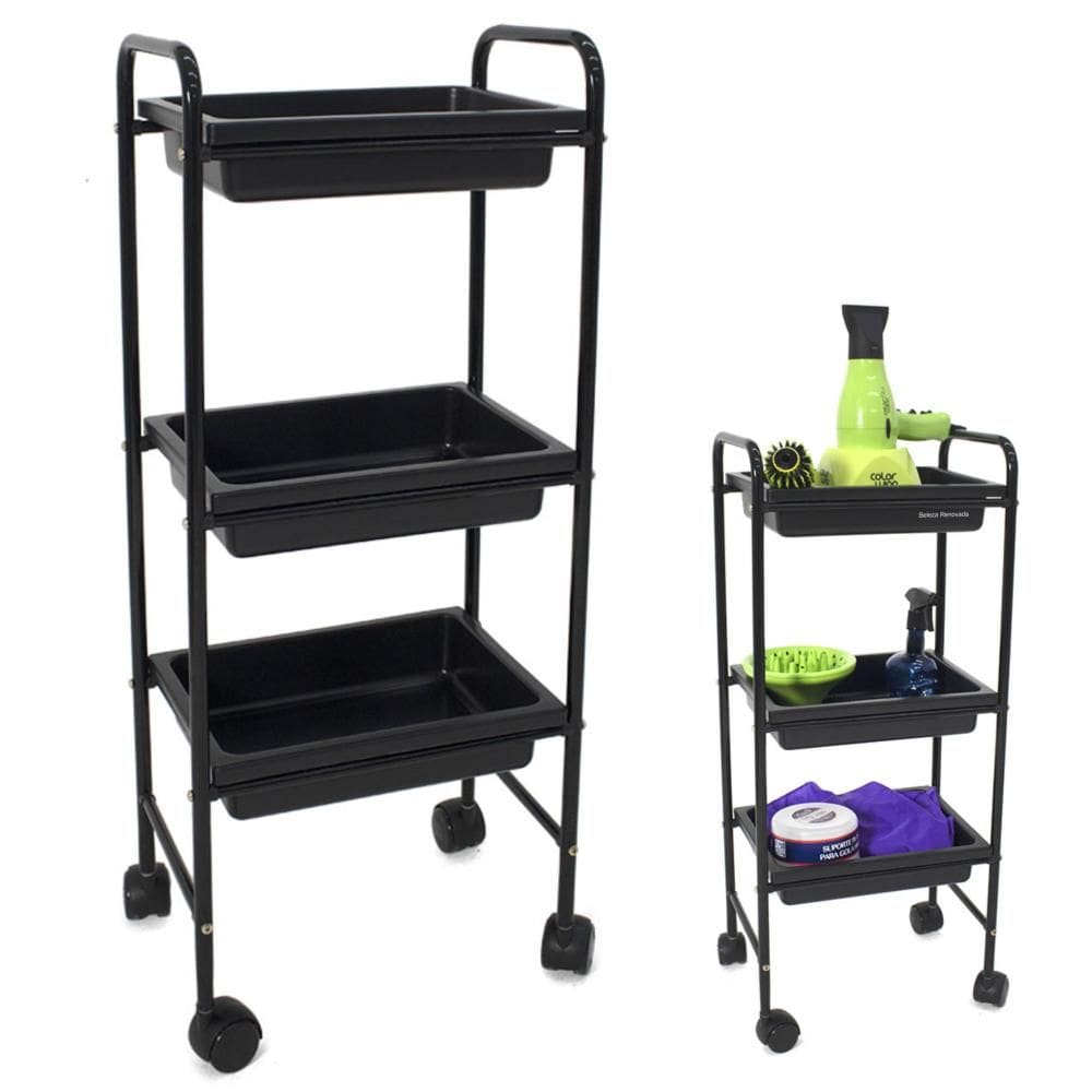 Carrinho Branco Estética Salão De Beleza 3 Bandejas Pratique