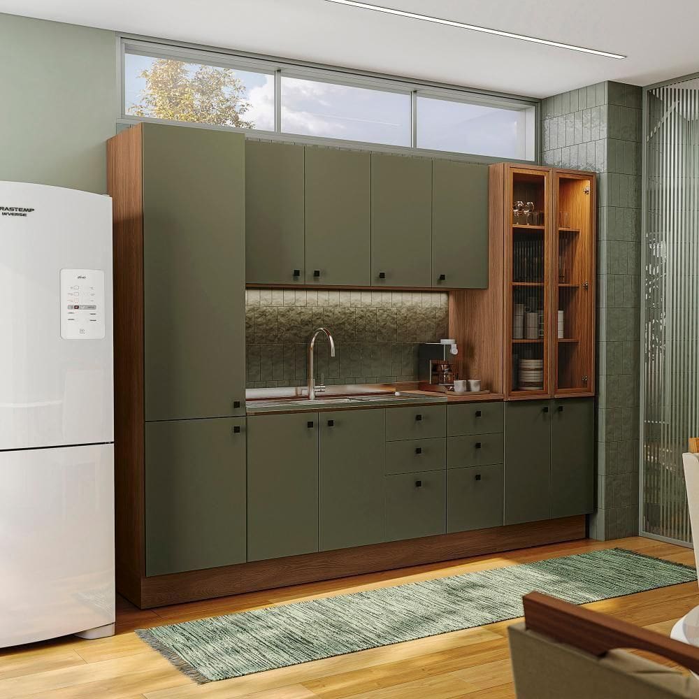Cozinha Modulada Pixel Kappesberg 100% Mdp Canela-verde Frevo 280cm