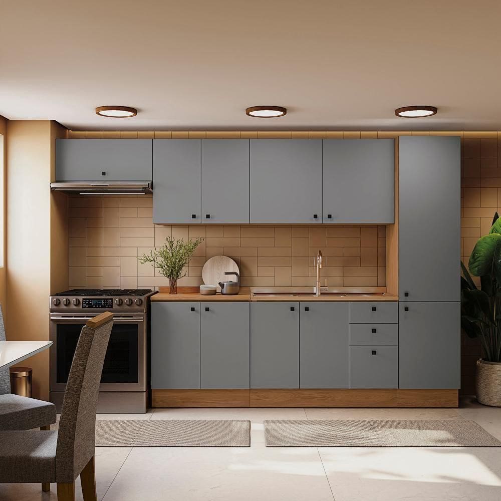 Cozinha Modulada Pixel Kappesberg 100% Mdp Canela-cinza Sagrado 330cm
