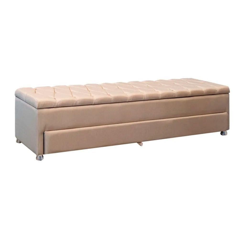 Calçadeira Sapateira Baú Munique 195cm De Largura Linho Star Confort Capuccino