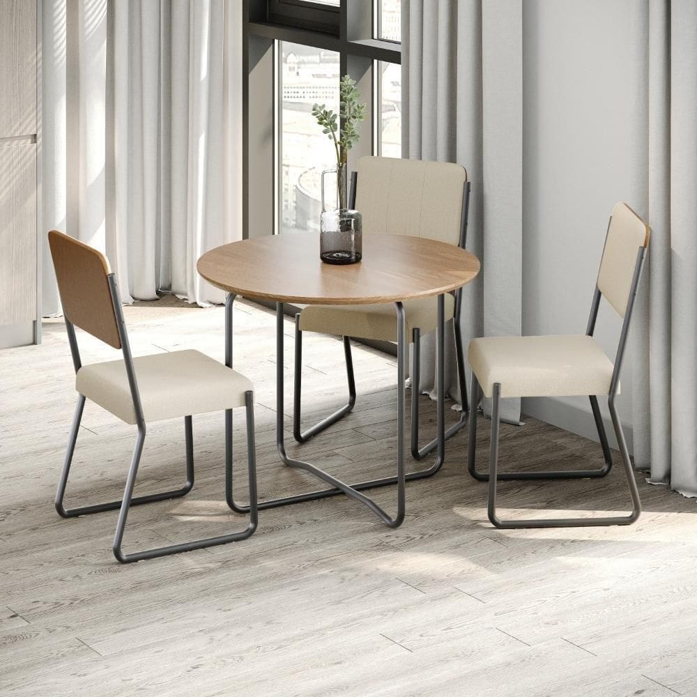 Conjunto 4 Cadeiras De Jantar Next Cinza Clr Crr-cr Caramelo Est.preta