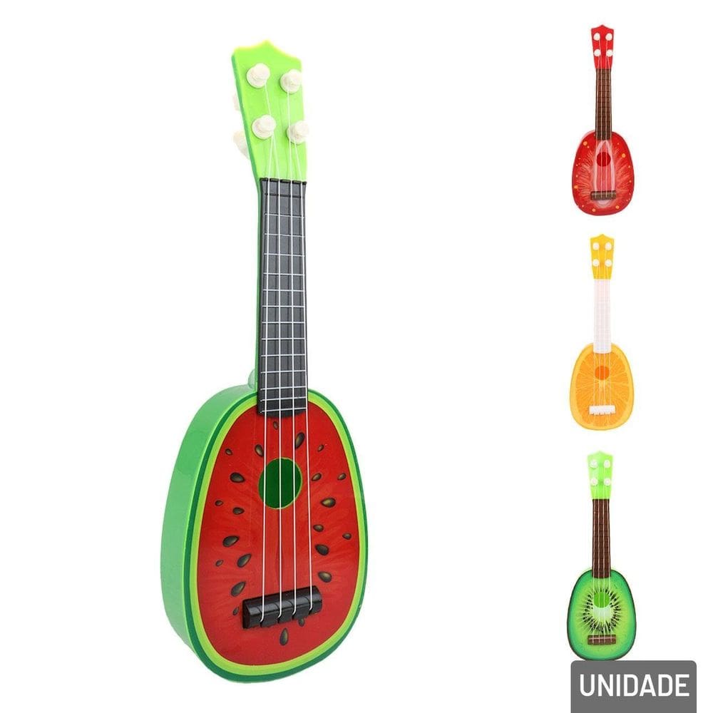 Mini Instrumento de Plástico Ukulele 37cm Frutas - Tudo em Caixa