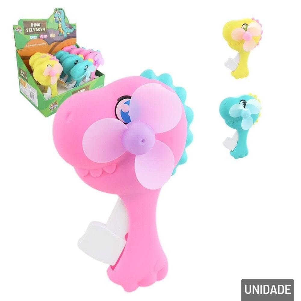 Mini Ventilador de Mão Plástico Dinossauro Color - Tudo em Caixa