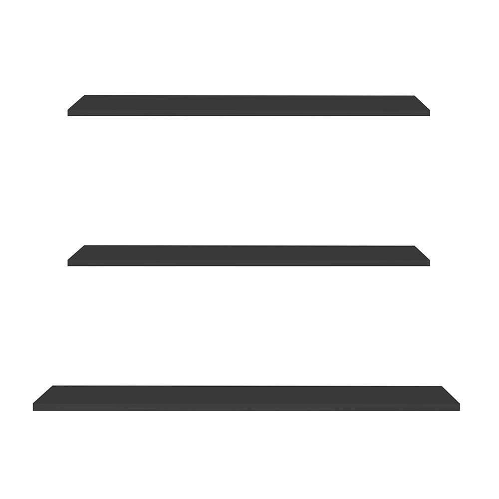 Prateleira Flutuante Para Banheiro Kit 3 Com Suporte Invisível Cp2 Yara Preto - Lumil