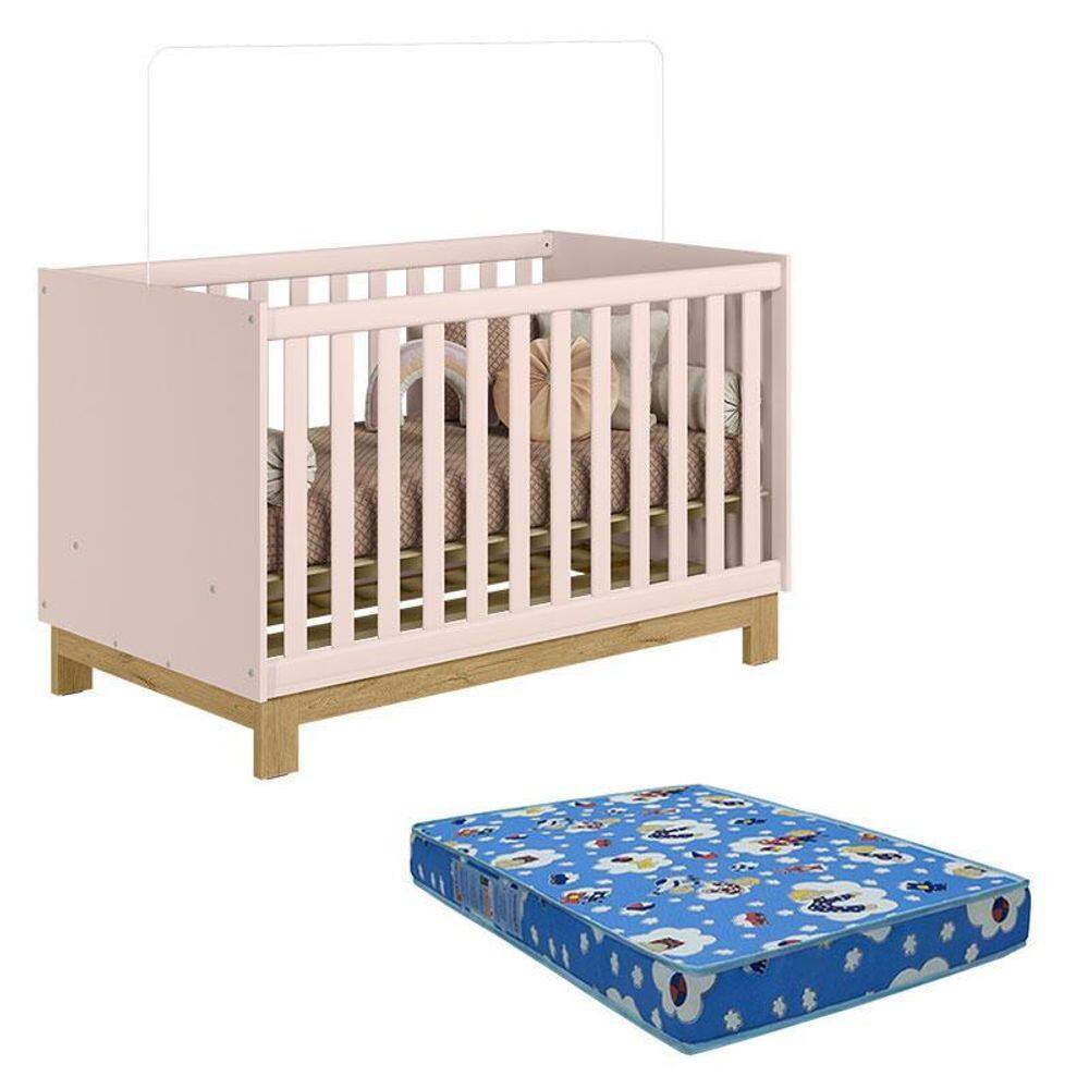 Berço Americano 4315 Q Encanto Slim Rosa Acetinado com Colchão Ortobom – Qmovi