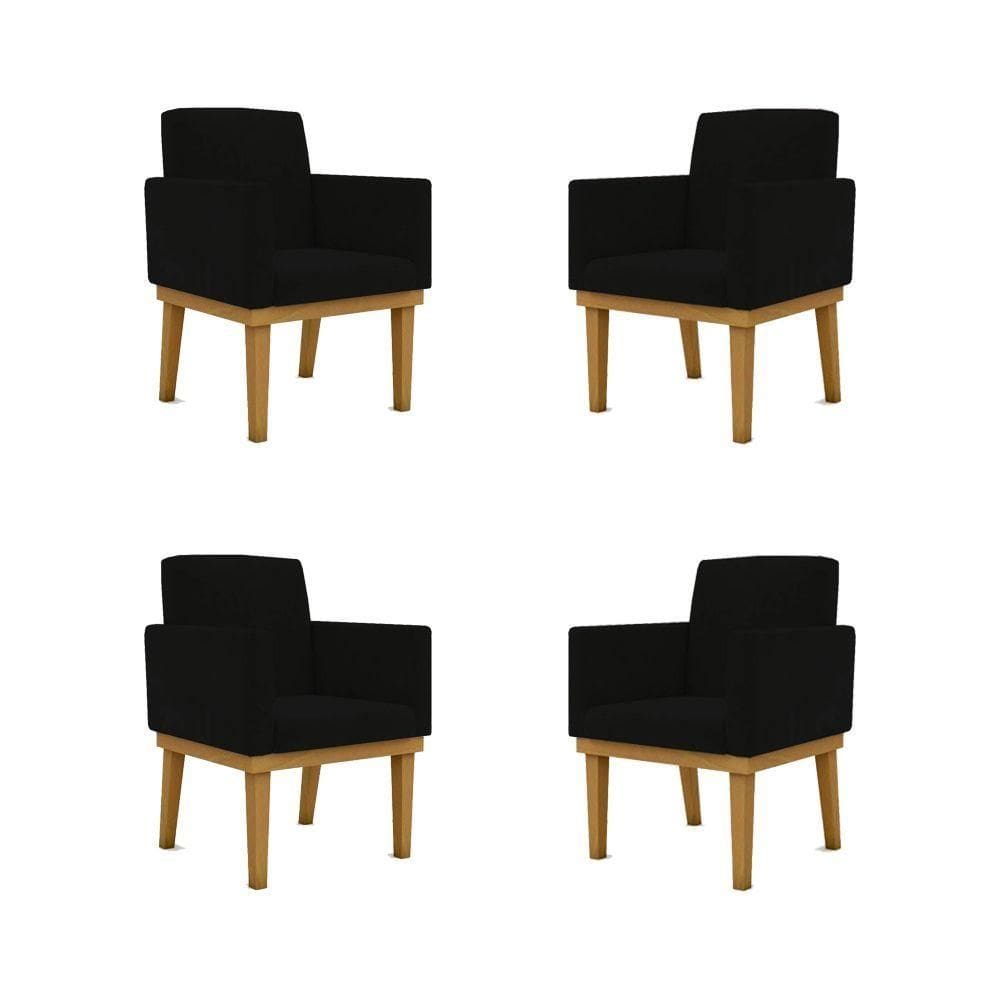 Kit 04 Poltronas Decorativa Reforçada Mesa Cozinha Cor:preto