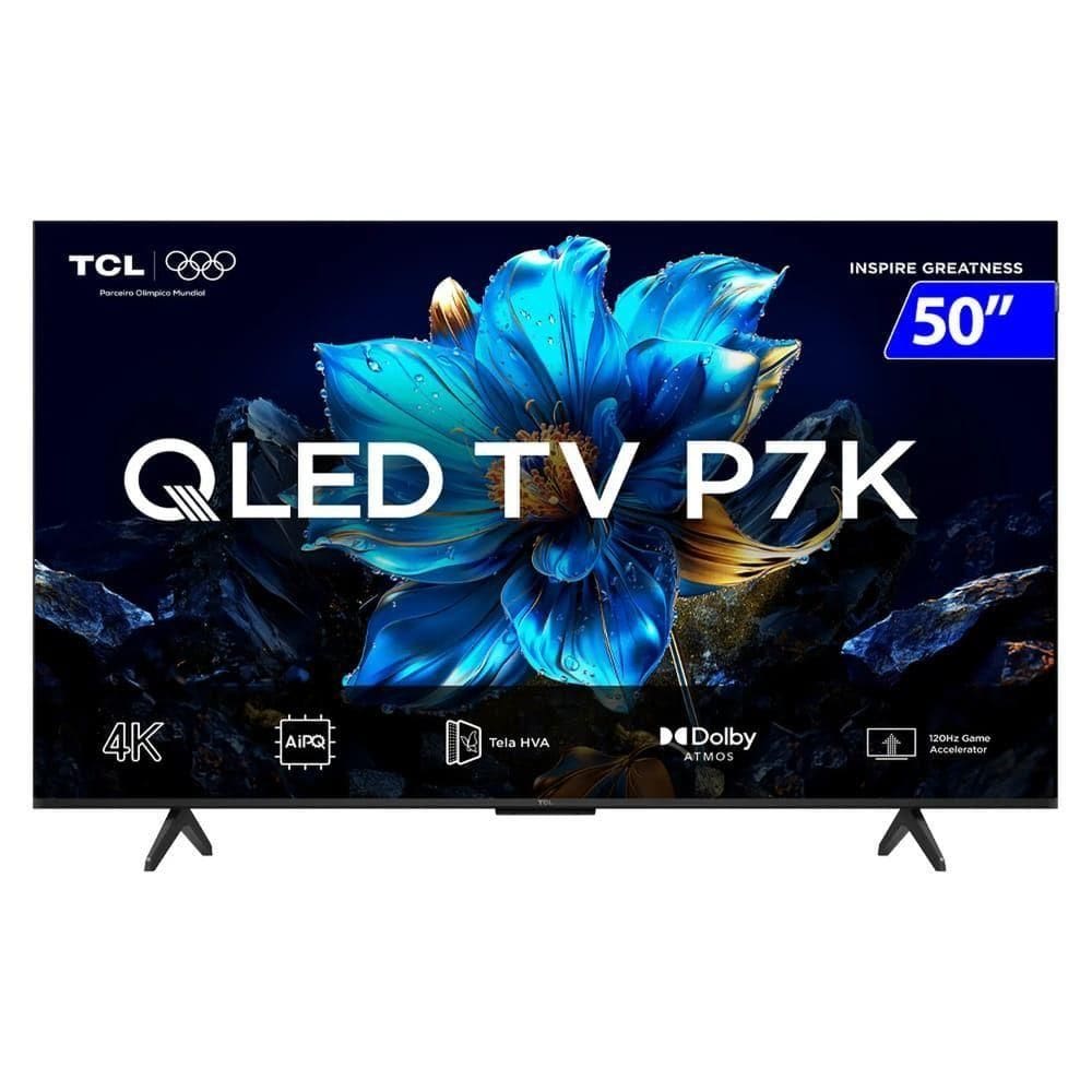 50 Polegadas TCL QLED 4K Wi-Fi Comando De Voz 50P7K