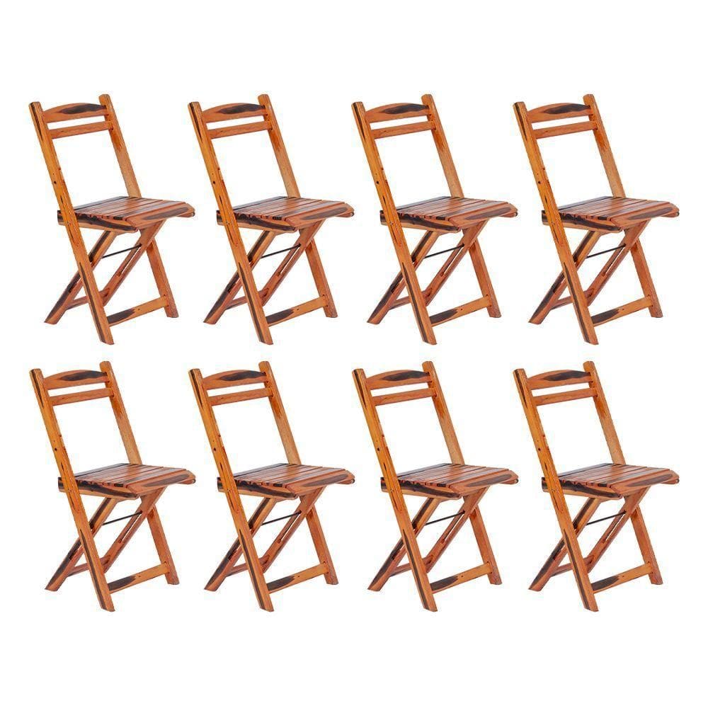 Kit 8 Cadeiras Dobrável Em Madeira Maciça Ypê Conforto E Estilo Para Uso Externo Cerejeira
